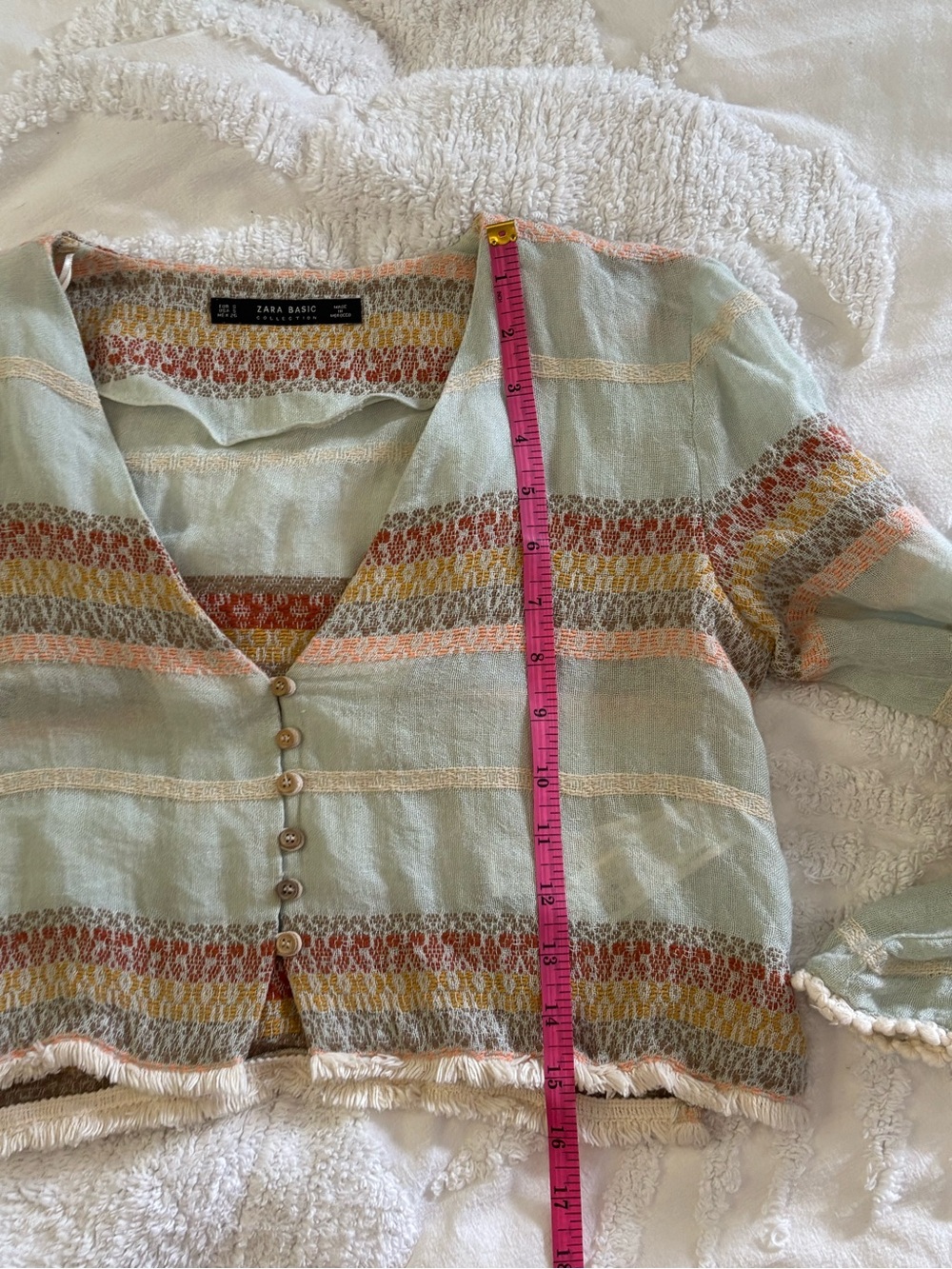 Zara Pastel Striped Button-Front Blouse - Picture 14 of 15